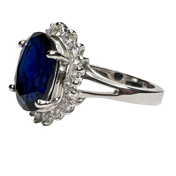 Vintage Sterling Silver Avon RJ Graziano Blue Sapphire CZ Halo Ring , Size 11 - Picture 2 of 5